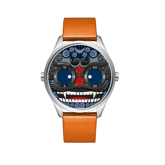 Abbylun 1363 Men's Quartz Watch New Fashion Chinese Lion Dance Series Personality 3D Relief Street Design Clocks Wristwatch