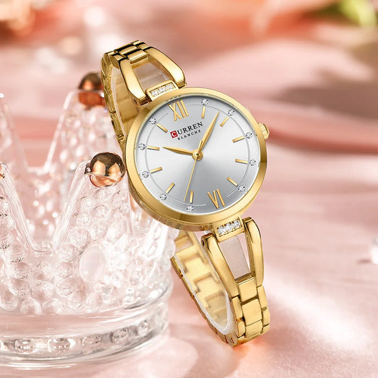 CURREN 9092 Women Quartz Watch Fashion Luxury Elegant Stainless Steel Strap Bracelet Wristwatch for Ladies Girl Female Clock