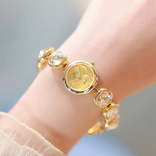 UTHAI Women's Watch Light Luxury Champagne Gold Purple Satellite Bracelet Waterproof LadiesFashion Quartz Clock Watches Gift