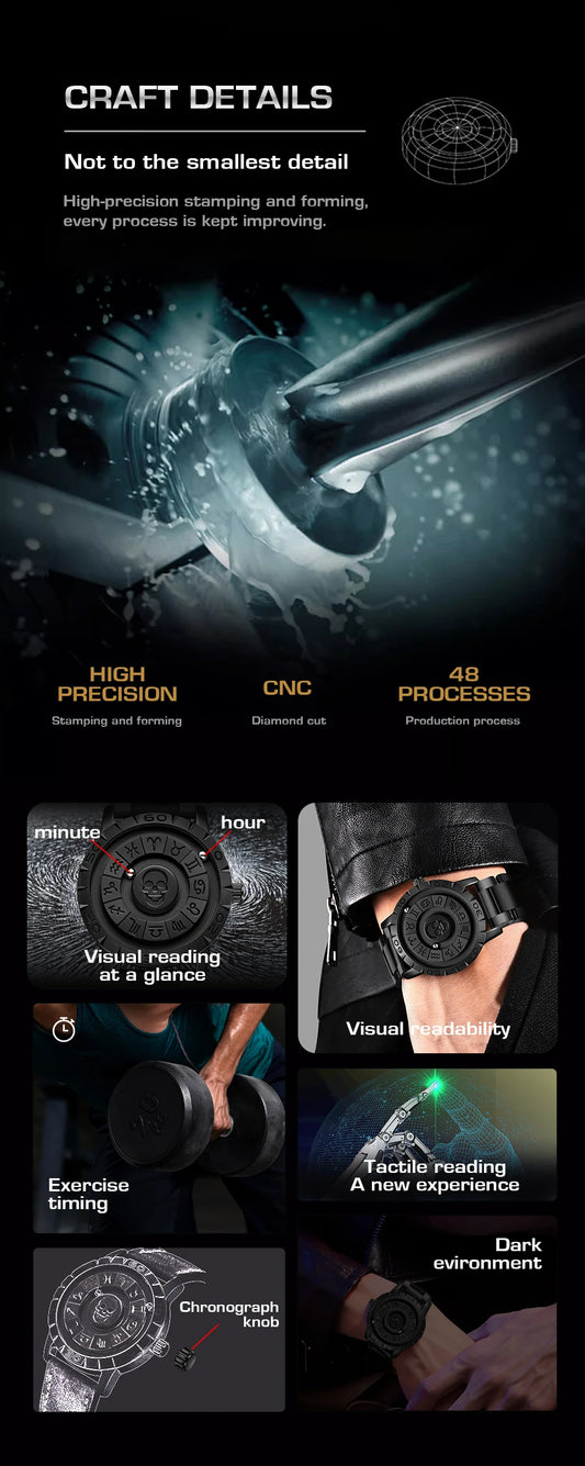 FOXBOX Men Watch LIGE Brand Creative Stainless Steel Band Scrolling Beads Quartz Watches for Men Magnetic Force Waterproof Clock