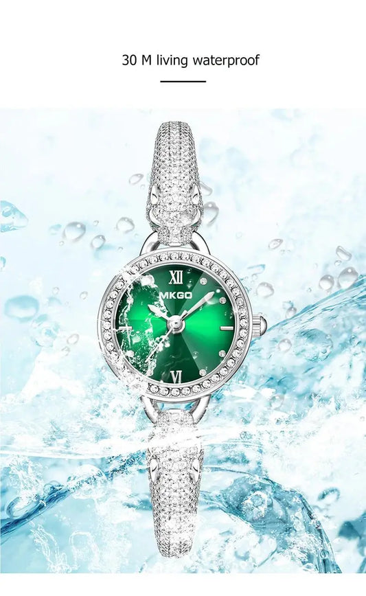 2025 Ladies Fashion Quartz Watch Waterproof Luxury Diamond Inlaid Charming Bracelet Jewelry Full of Sparkling Stones for Women