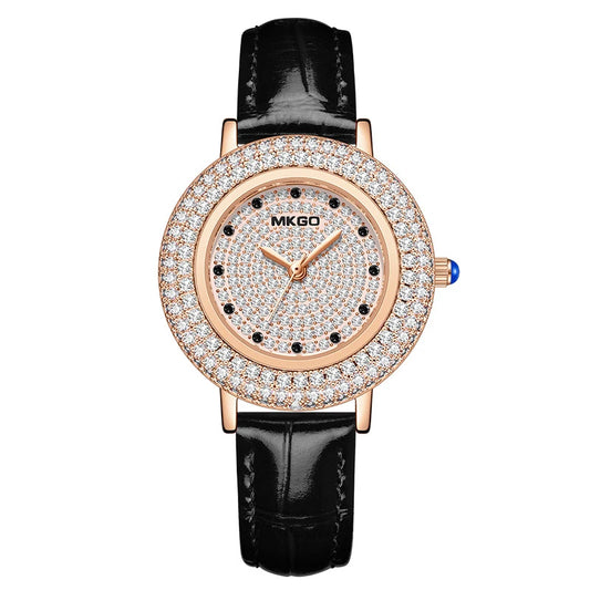 UTHAI W43 New Women's Brand Quartz Watch Luxury Full Diamond Jewelry Crystal Gem Scale Waterproof Leather Band Ladies Watches