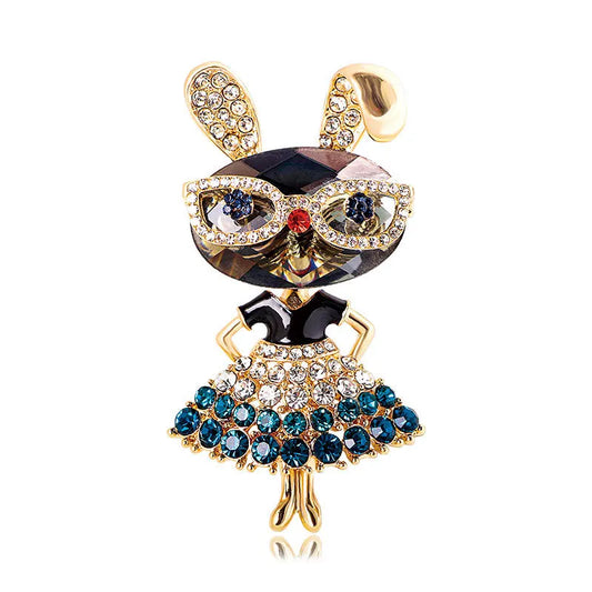 Rhinestone Rabbit Brooches For Women Sparkling Beauty Animal Charm Bunny Casual 2 Colors Brooch Pins Jewelry Gifts For Girl