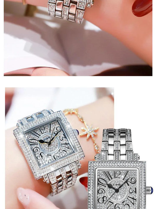 UTHAI Women's Watch Brand Light Luxury Retro Advanced Waterproof Diamond Full Sky Star Square Ladies Fashion Quartz Watches