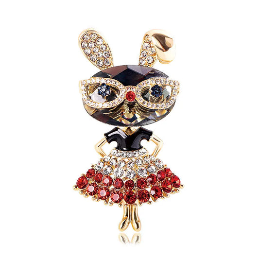 Rhinestone Rabbit Brooches For Women Sparkling Beauty Animal Charm Bunny Casual 2 Colors Brooch Pins Jewelry Gifts For Girl
