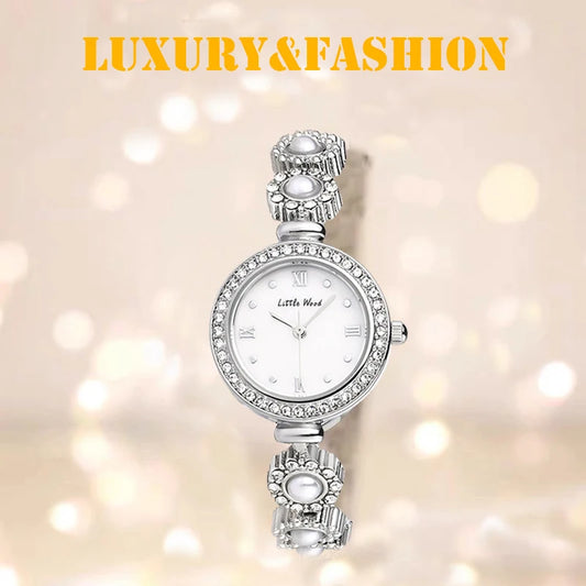 UTHAI V8 Women's Watches Luxury Antique Pearl Bracelet Watch Shell Diamond Dial Waterproof Ladies Fashion Quartz Clock Watch