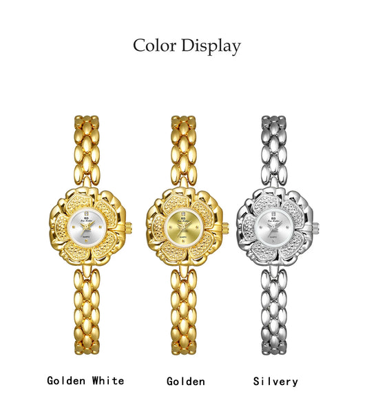 UTHAI Women's Watch Brand Light Luxury Medieval Gold Camellia Bracelet Wristwatch Waterproof Ladies Fashion Quartz Watches Gift
