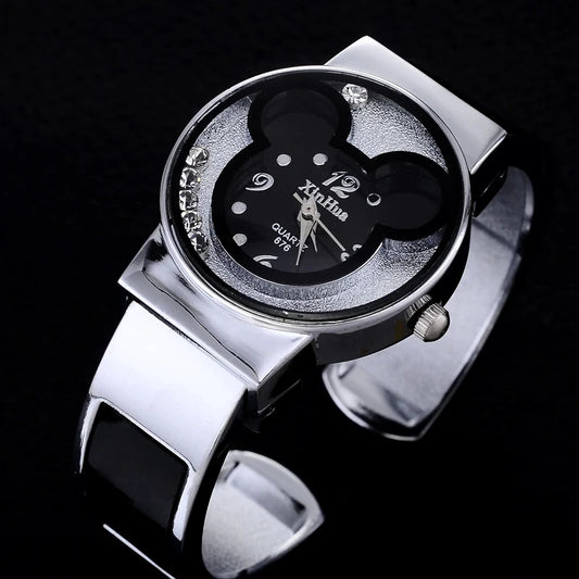 Children's Quartz Watch For  Mickey Mouse Cartoon Stainless Steel Bracelet  Kids Student Boy Girl Cute Wristwatches Clock Gift