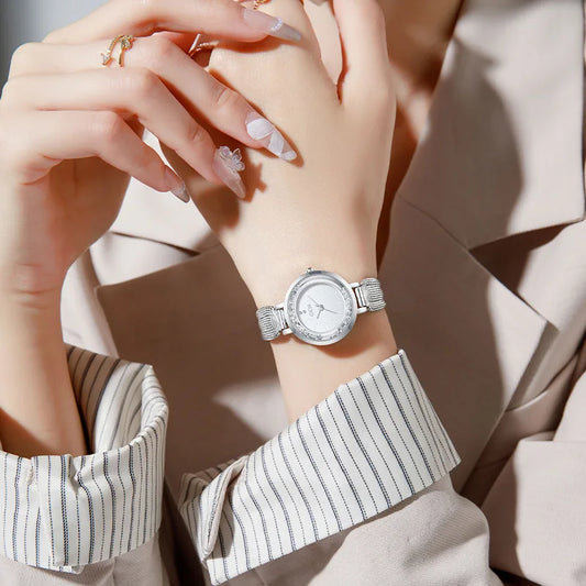 New Ladies Watch Light Luxury Brand Flowing Sand Diamond Premium Candy Strap Women Fashion Quartz Wristwatches Accessories Gift