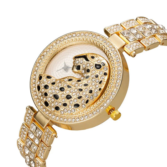 UTHAI H30 Leopard Head Women's Watches Diamonds Quartz Fashion Personality Ladies Jewelry Temperament Bracelet Watch