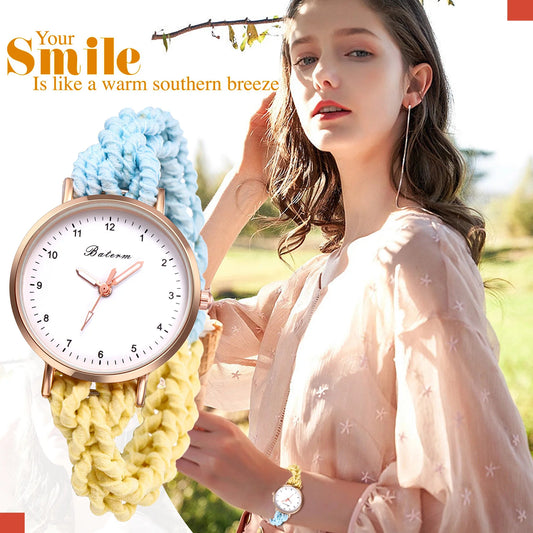 LANCARDO Quartz Braided Scrunchie Watch Elastic Rope Watch Digital Dial Women Multi-functional Ultra-thin Student Bracelet Watch