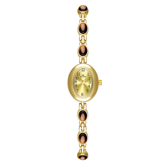 2025 Women quartz Watch Luxury Brand Retro Natural Dongling Stone Hotan Jade Waterproof Ladies Advanced Chain Wristwatches gift