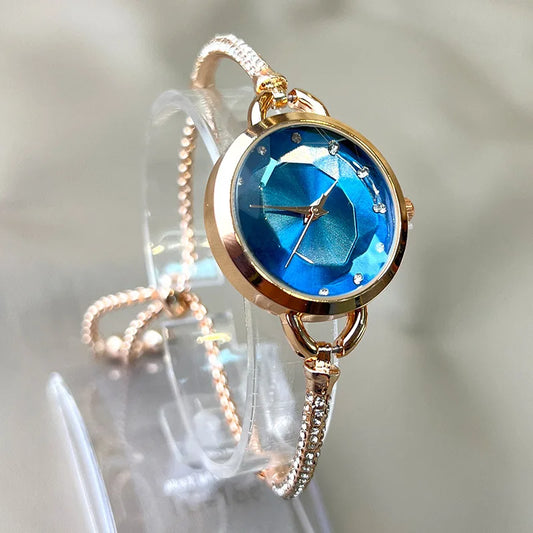 UTHAI V4 New Women's Quartz Watches Water Diamond Female's Wristwatch Small Dial Slim Adjustable Jewelry Girl Watch Bracelet