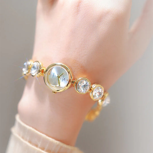 UTHAI Women's Watch Light Luxury Champagne Gold Purple Satellite Bracelet Waterproof LadiesFashion Quartz Clock Watches Gift