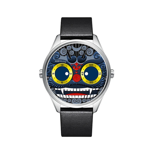 Abbylun 1363 Men's Quartz Watch New Fashion Chinese Lion Dance Series Personality 3D Relief Street Design Clocks Wristwatch
