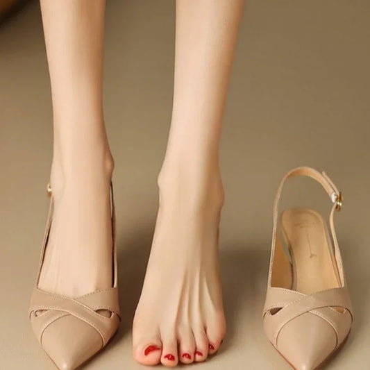 New Elegant Comfortable and Fashionable Sandals Summer Solid Color Hollow Pointed Toe Breathable Casual Party High Heels