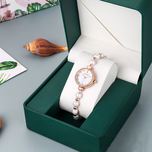 UTHAI L60 Women's Light Luxury Pearl Bracelet Watch Female's Clock Watches Ins Style Versatile Ladies Fashion Quartz Wristwatch