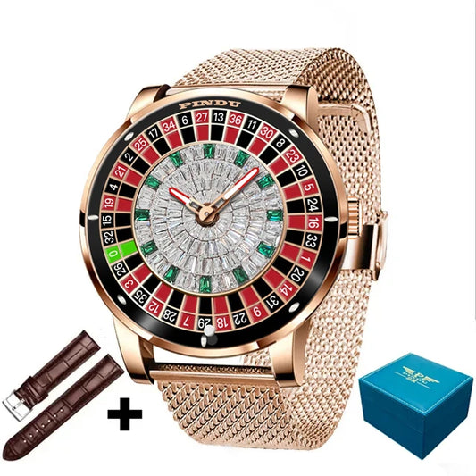 2024 New NH35 Automatic Mechanical Wristwatches Las Vegas Roulette PINDU Watch Diamond Luminous Pointer  Jacob & Co Montre Homme