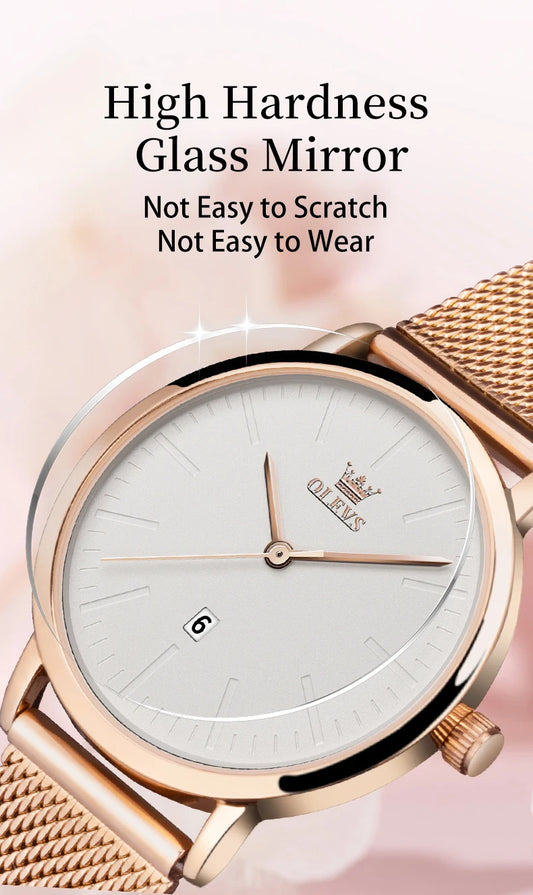 OLEVS Luxury Fashion Watch for Women Rose Gold Waterproof Quartz Ladies Wristwatch Original Simple Women's Watches Montre Femme