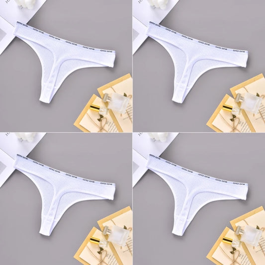 4PCS Sexy Erotic Women's Thong Solid Color Cotton Women's Panties Soft Skin Friendly Women's Underwear Seamless Cute Lingerie