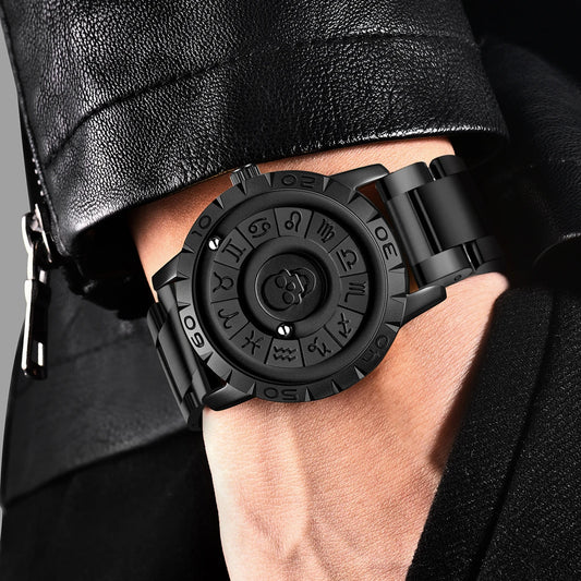 FOXBOX Men Watch LIGE Brand Creative Stainless Steel Band Scrolling Beads Quartz Watches for Men Magnetic Force Waterproof Clock