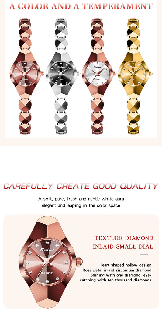 BINBOND 220 Women's Watch Waterproof High End Exquisite Bracelet Fashion Ins Style Light Luxury Quartz Watches for Woman Часы