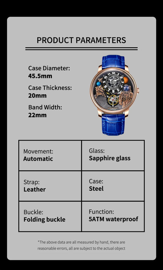 2025 PINDU Design Men Wristwatches Top Brand Luxury Robot Astronaut Space Series Watch Men Sapphire Luminous Waterproof Watches