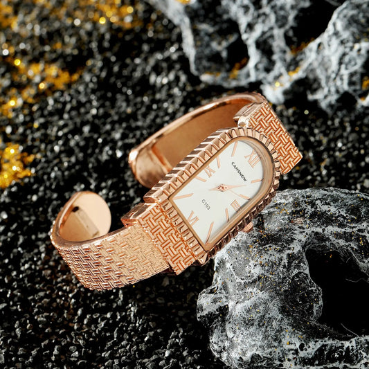 UTHAI W82 Women's Bracelet Watch Fashion Light Luxury Diamonds Small Square Quartz Watches Ladies Metal Wristwatch Jewelry