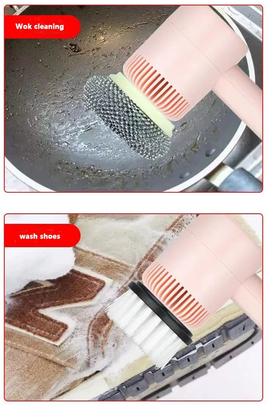 New Electric Cleaning Brush 3 Brush Heads Cleaner Multifunctional Cleaning Pots and Dishes For Kitchen Bathroom Bathtub Glass