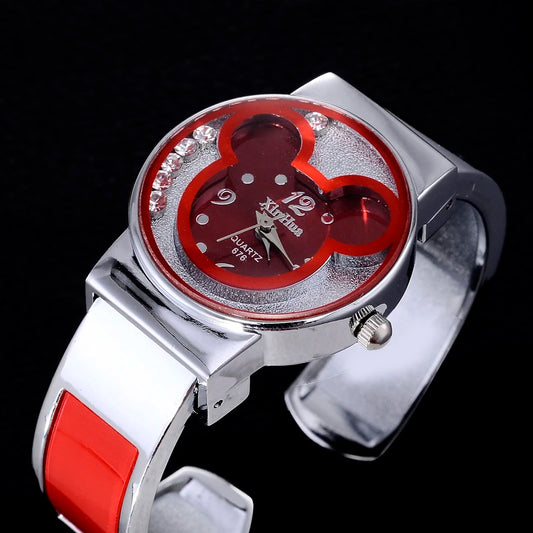 Children's Quartz Watch For  Mickey Mouse Cartoon Stainless Steel Bracelet  Kids Student Boy Girl Cute Wristwatches Clock Gift