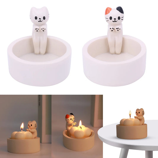 Cartoon Cat Candle Holder Cat Tea Light Candle Holder Cute Grilled Cat Aromatherapy Candle Holder Desktop Decorative Ornaments