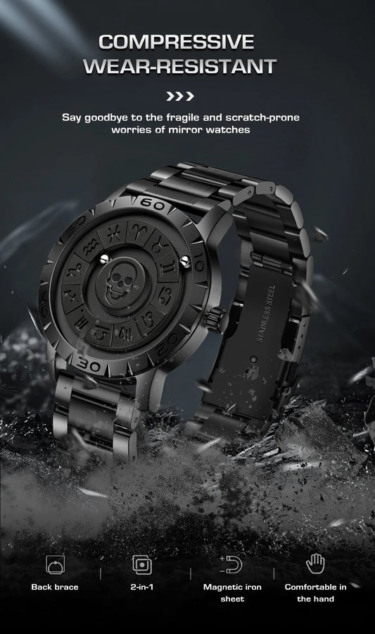 FOXBOX Men Watch LIGE Brand Creative Stainless Steel Band Scrolling Beads Quartz Watches for Men Magnetic Force Waterproof Clock