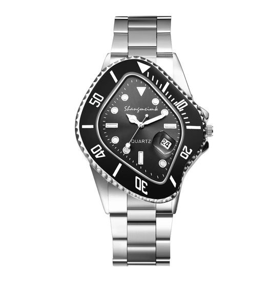 LANCARDO Men Novelty Irregular Dial Magnifier Date Lumious Hands Wrist Watch Quartz Polka Dot Shaped Case Casual Business Watch