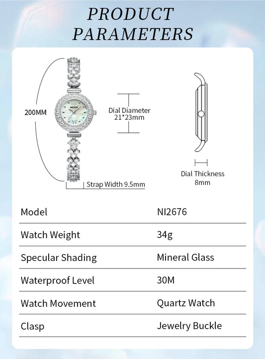 NIBOSI Women Watches Luxury Small Face Elegant Quartz Diamond Watch For Ladies Icy Look Party Jewelry Mini Babe Cute Arm Clock