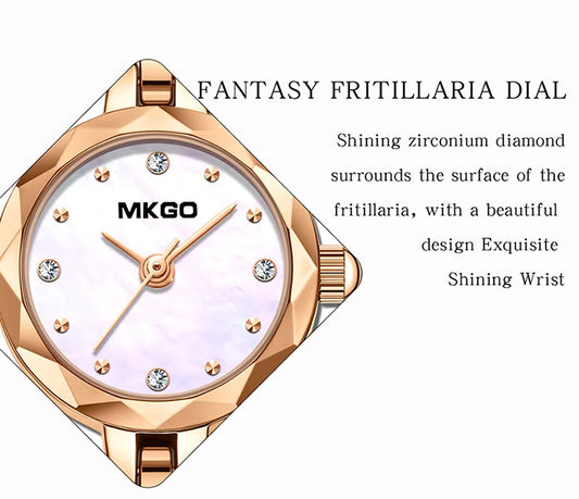 UTHAI W57 Fritillaria Fashion Light Luxury Crystal Watch Women's Exquisite Slim Bracelet Watches Waterproof Ladies Clock Gift