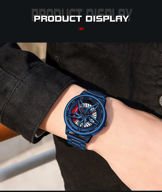 UTHAI L72 Watch For Men Cool Wheel Watch Luxury High Quality Male's Quartz Watches Hollow out 360 ° Rotary Dial Waterproof Clock