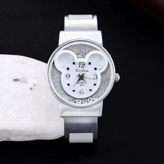 Children's Quartz Watch For  Mickey Mouse Cartoon Stainless Steel Bracelet  Kids Student Boy Girl Cute Wristwatches Clock Gift
