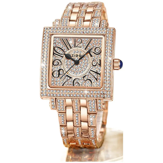 UTHAI Women's Watch Brand Light Luxury Retro Advanced Waterproof Diamond Full Sky Star Square Ladies Fashion Quartz Watches
