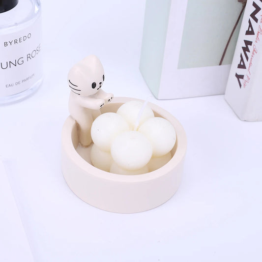 Cartoon Cat Candle Holder Cat Tea Light Candle Holder Cute Grilled Cat Aromatherapy Candle Holder Desktop Decorative Ornaments