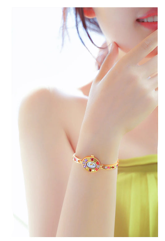 UTHAI Women's Chain Watch Brand Light Luxury Gold Gradient Rainbow Bracelet Waterproof Ladies Fashion Quartz clock Watches Gift
