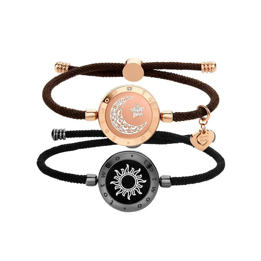 Totwoo Long Distance touch Light up&Vibrate Bracelets for Couples, Long Distance Relationship Gifts Smart Sun&Moon Love Bracelet
