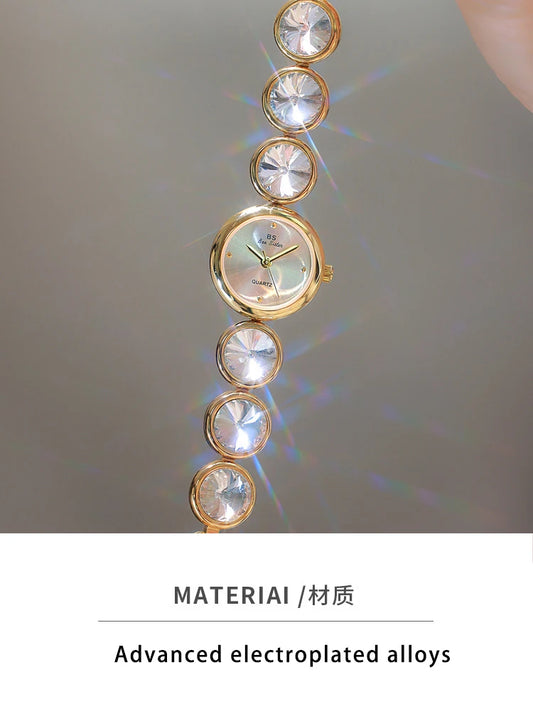 UTHAI Women's Watch Light Luxury Champagne Gold Purple Satellite Bracelet Waterproof LadiesFashion Quartz Clock Watches Gift