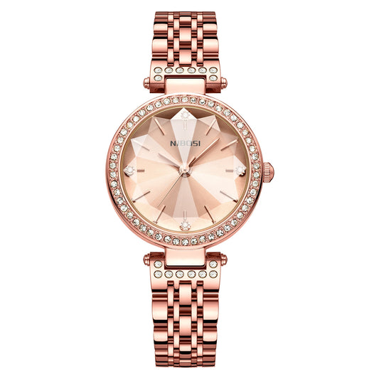 NIBOSI Simple Romantic Female Watch Rhinestone Dial Rhombus Stainless Steel Luxury Lady Quartz Wristwatches Relogio Feminino
