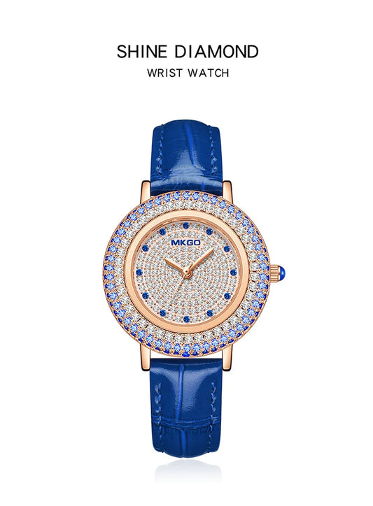 UTHAI W43 New Women's Brand Quartz Watch Luxury Full Diamond Jewelry Crystal Gem Scale Waterproof Leather Band Ladies Watches