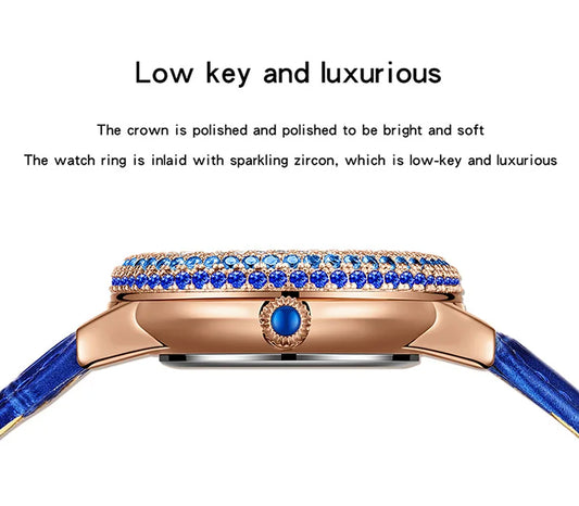 UTHAI W43 New Women's Brand Quartz Watch Luxury Full Diamond Jewelry Crystal Gem Scale Waterproof Leather Band Ladies Watches